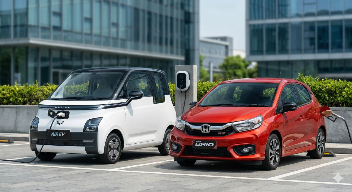 Mending Mobil Listrik atau Bensin? Hitungan Asli Biaya 8 Tahun (Wuling Air EV vs Honda Brio RS)